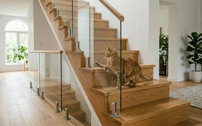 Powłoki hydrofobowe na balustradzie szklanej